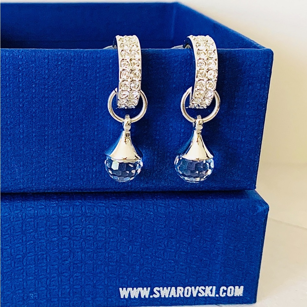 Swarovski Hoops with Dangling Crystal Ball